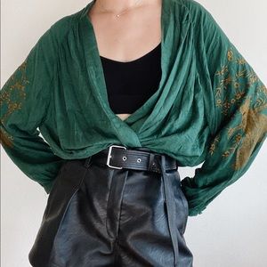 Zara Green Blazer with a print on the back
